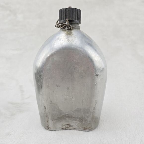 Vintage US Military Army Metal Aluminum Canteen w/ Belt & Cover 1939-1943 WW2 - Picture 9 of 12